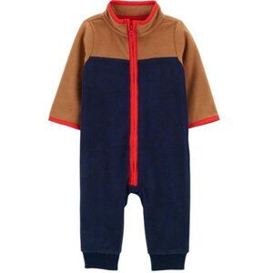NWT. CARTER'S Baby Boys Colorblock Zip-Up Fleece Jumpsuit